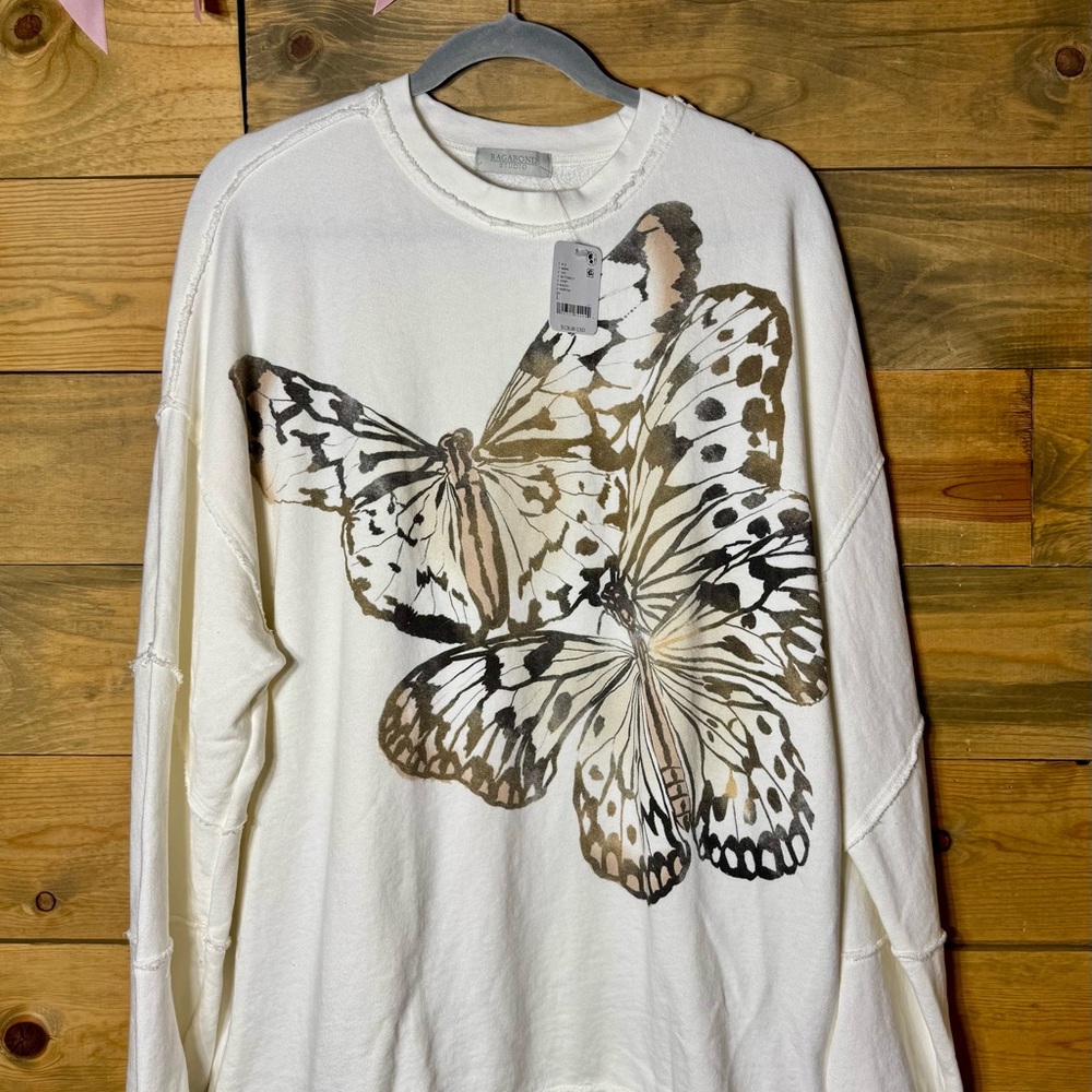 Free People x Ragabond Studio | Midnight Sweatshirt Butterfly | NWT, Size L